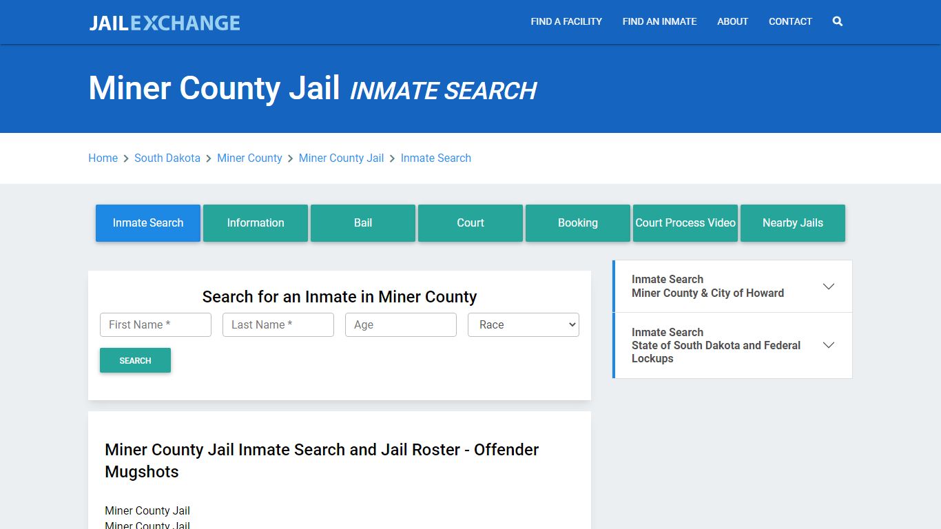 Miner County Jail, SD Inmate Search: Roster & Mugshots