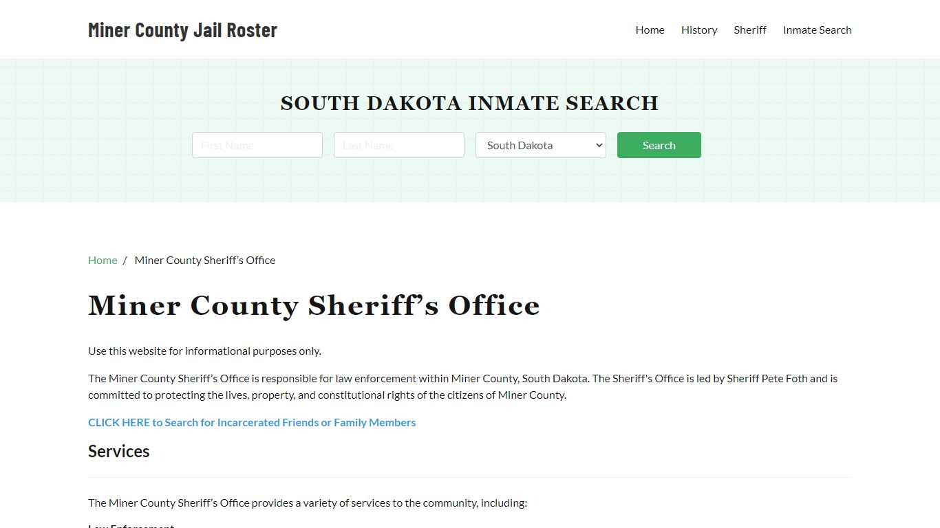 Miner County Sheriff Office, SD, Arrest Warrants Search